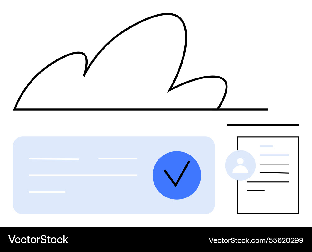 Cloud data verification and user profile icon Cloud data verification and user profile icon vector image