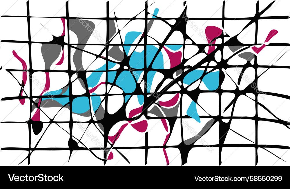 Dynamic Abstract Grid with Colorful Splashes Vector Image