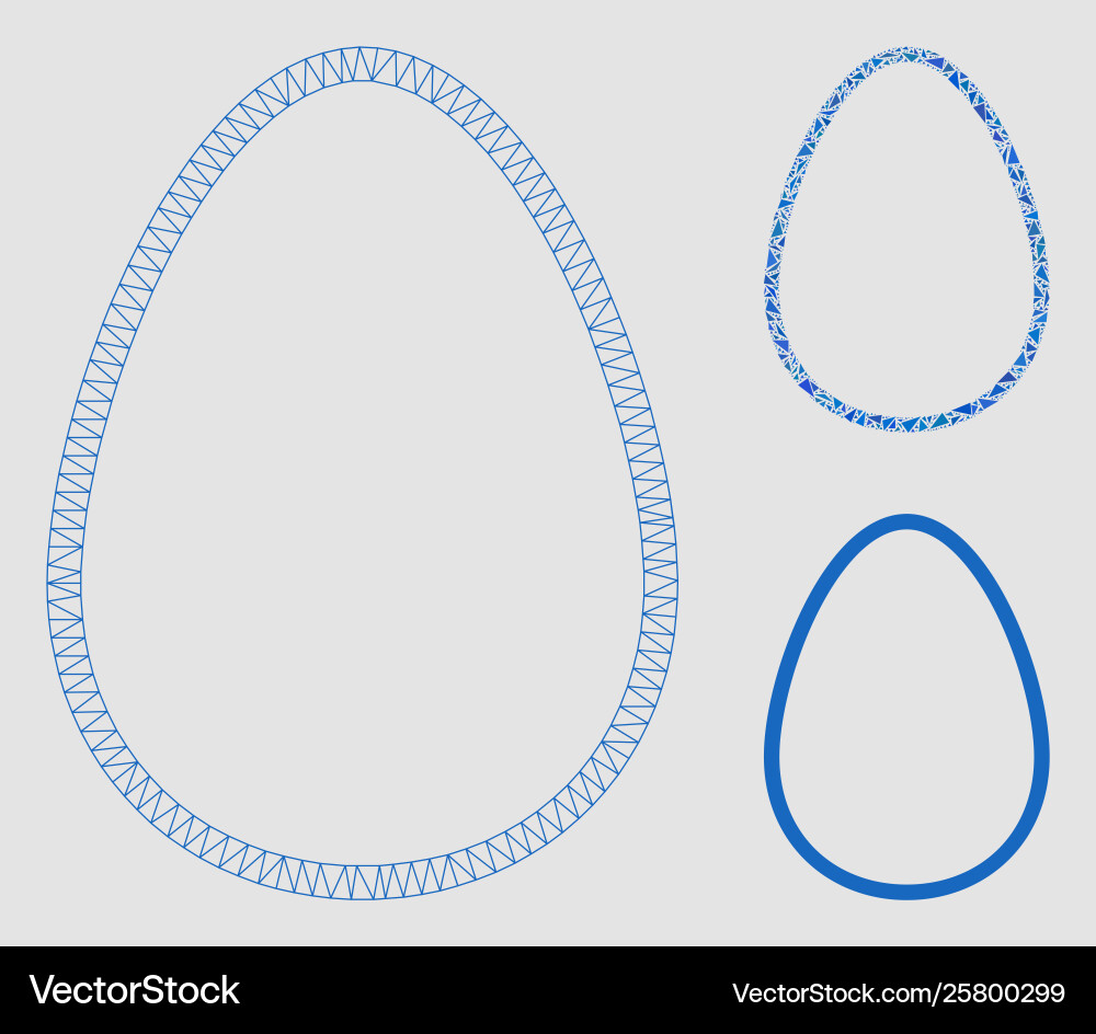 Egg mesh network model and triangle mosaic Egg mesh network model and triangle mosaic vector image