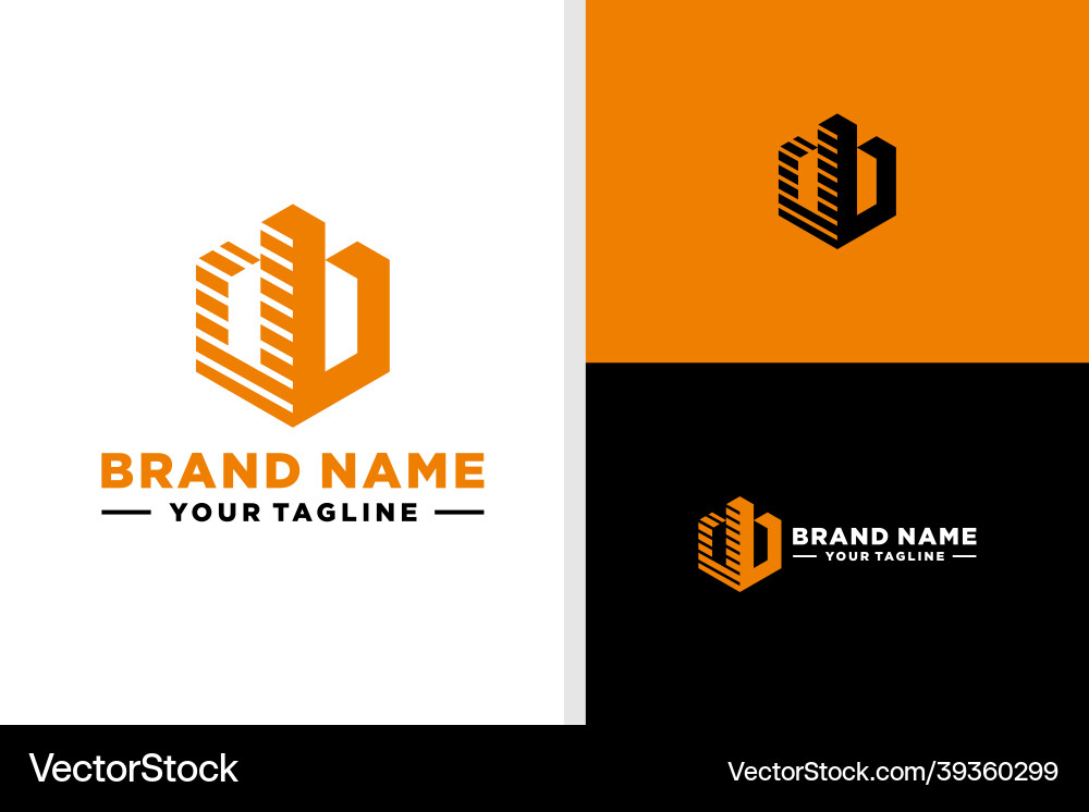 Hexagonal Building Logo - DB vector image