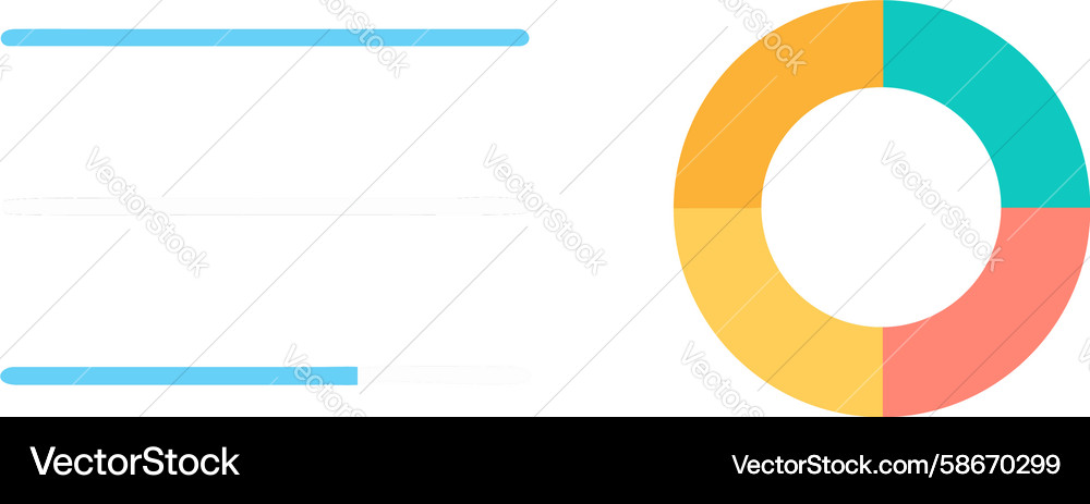 Horizontal bar donut chart data visualization Vector Image