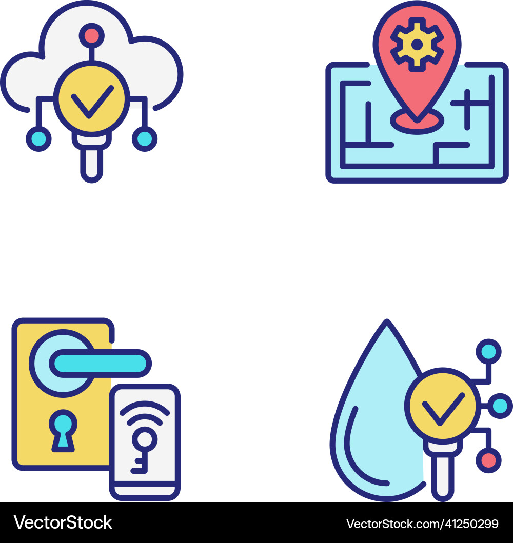Iot technologies pixel perfect rgb color icons set Iot technologies pixel perfect rgb color icons set vector image