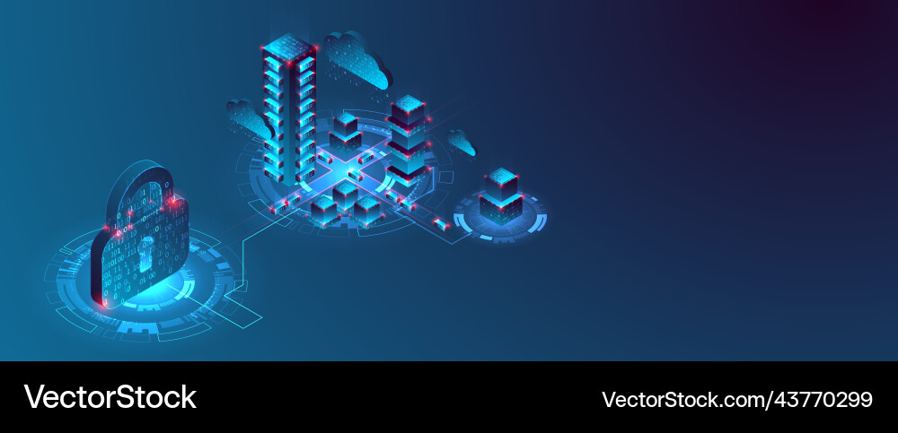 Isometric big data flow processing concept cloud Isometric big data flow processing concept cloud vector image