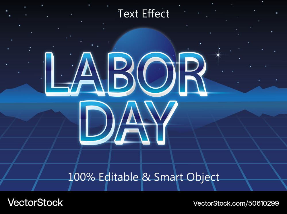 Labor day text effect 3 dimension emboss retro Labor day text effect 3 dimension emboss retro Vector Image