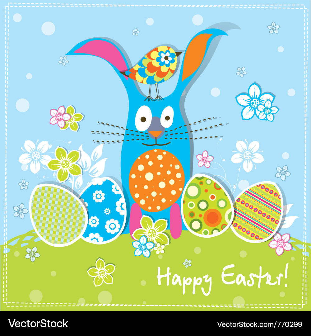 Ostern Kaninchen Feierkarte Vektorbild