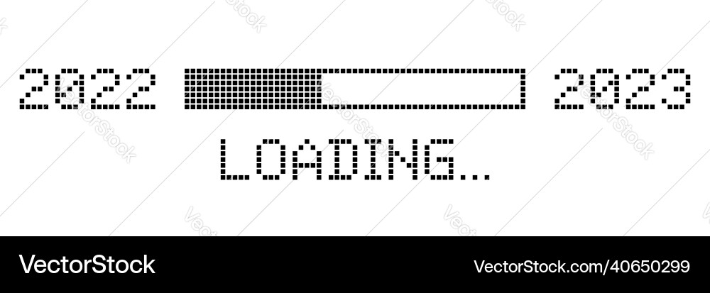 Pixel loading progress from 2022 to 2023 year vector image