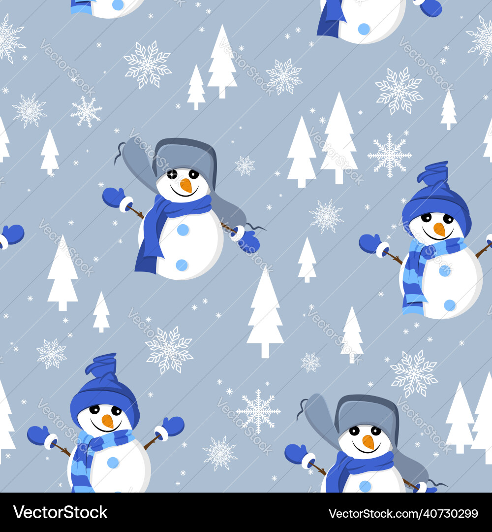 Seamless pattern with snowmen it is well suited Seamless pattern with snowmen it is well suited Vector Image
