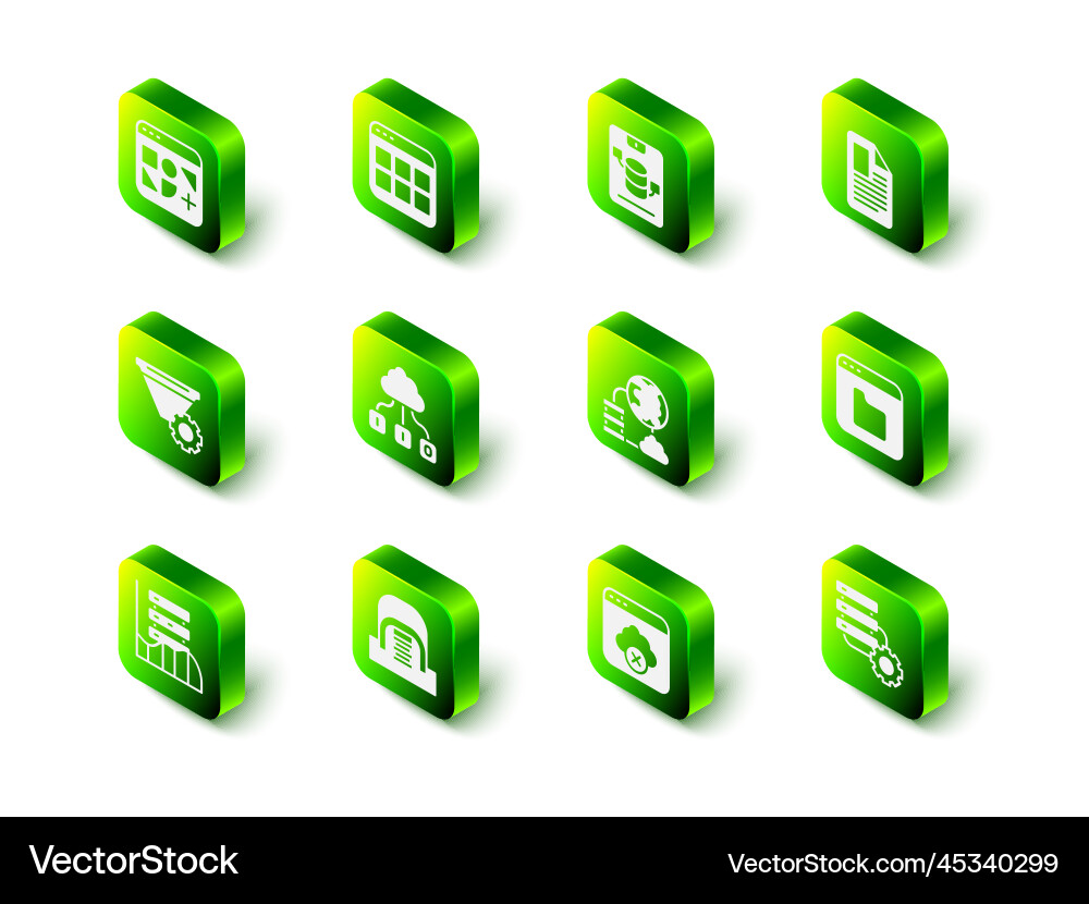 Set browser files server data web hosting file Set browser files server data web hosting file vector image