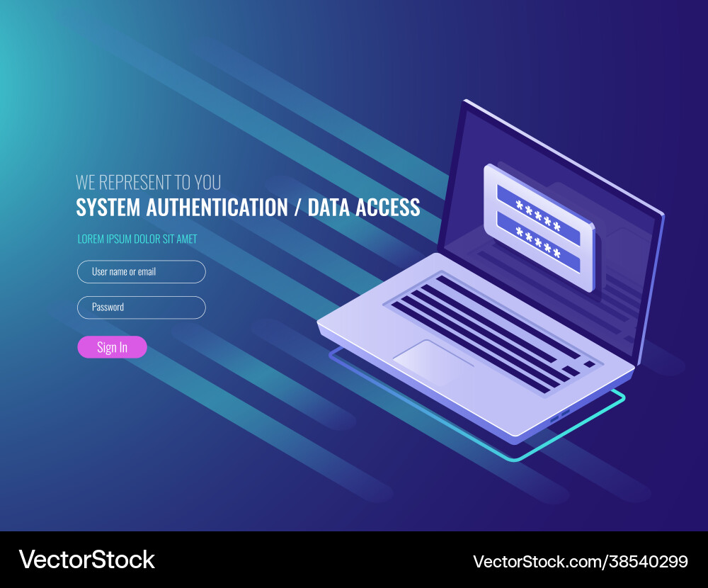 System authentication data access user login Vector Image