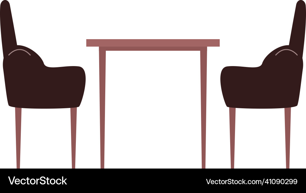 Table and chairs flat color object Table and chairs flat color object vector image