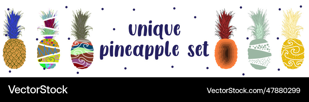 Unique abstract pineapple set for pattern Unique abstract pineapple set for pattern vector image