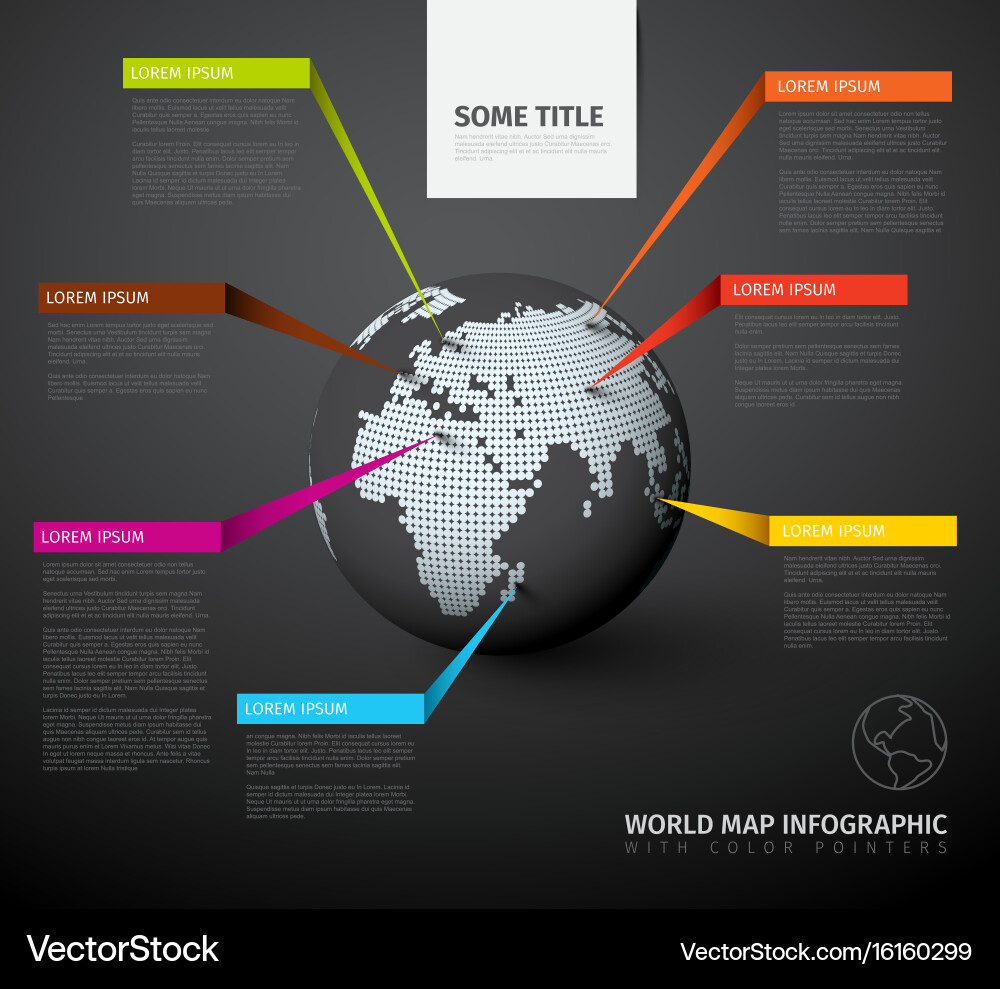 World map globe with pointer marks vector image