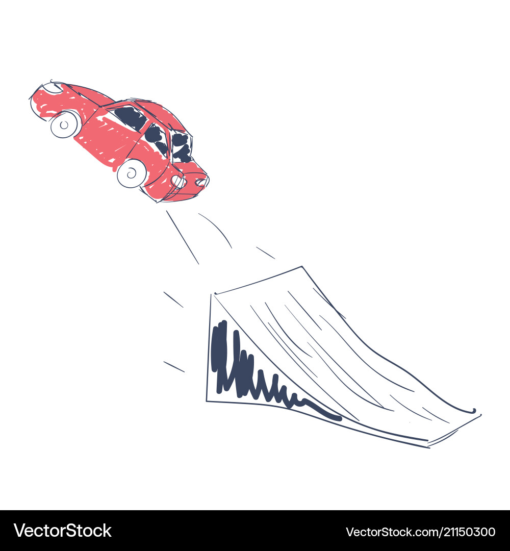 Car jumping through the springboard Car jumping through the springboard vector image
