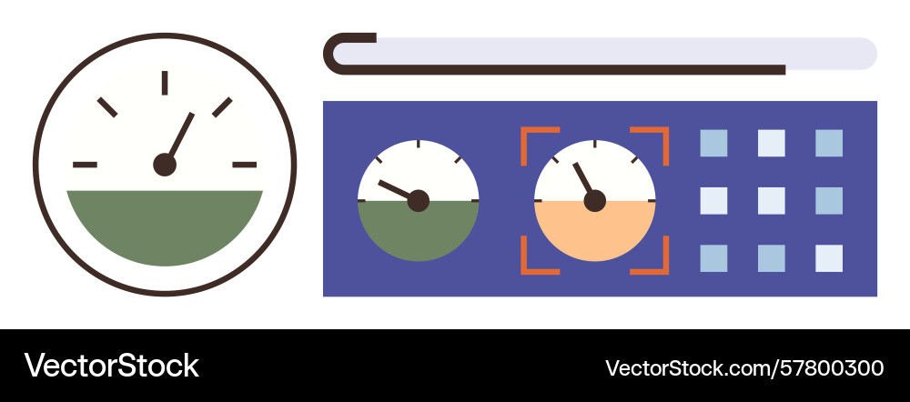 Control dashboard with gauges knobs Vector Image