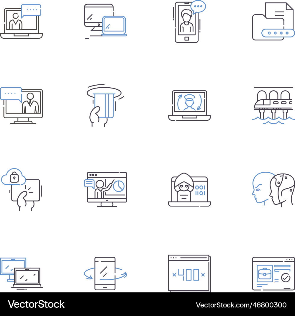 Cyber line icons collection security attack Cyber line icons collection security attack vector image