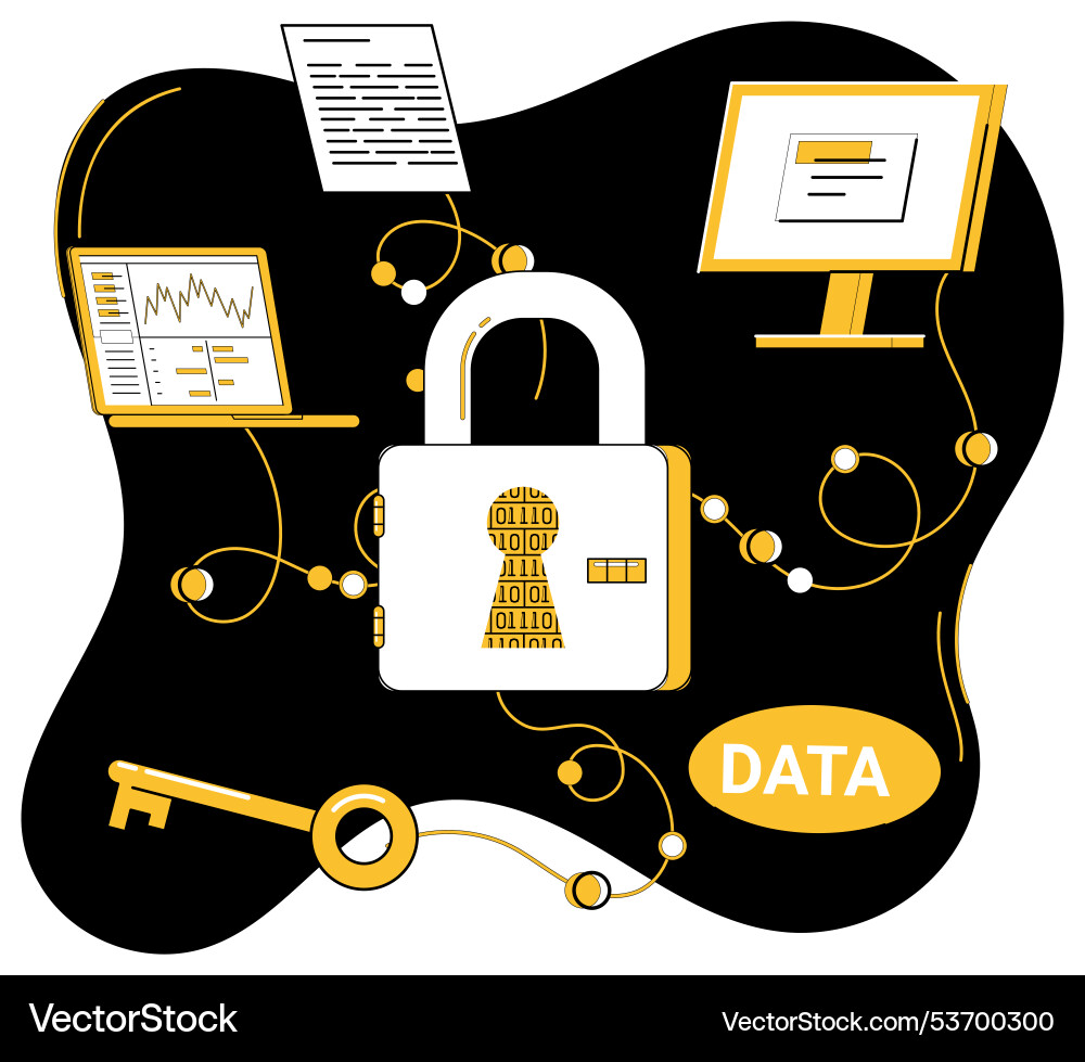 Data security protecting is synonymous Data security protecting is synonymous vector image