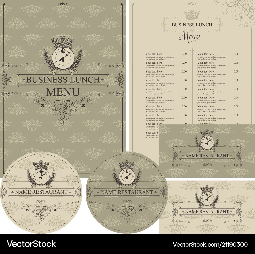 Design elements for restaurant with clock Design elements for restaurant with clock vector image