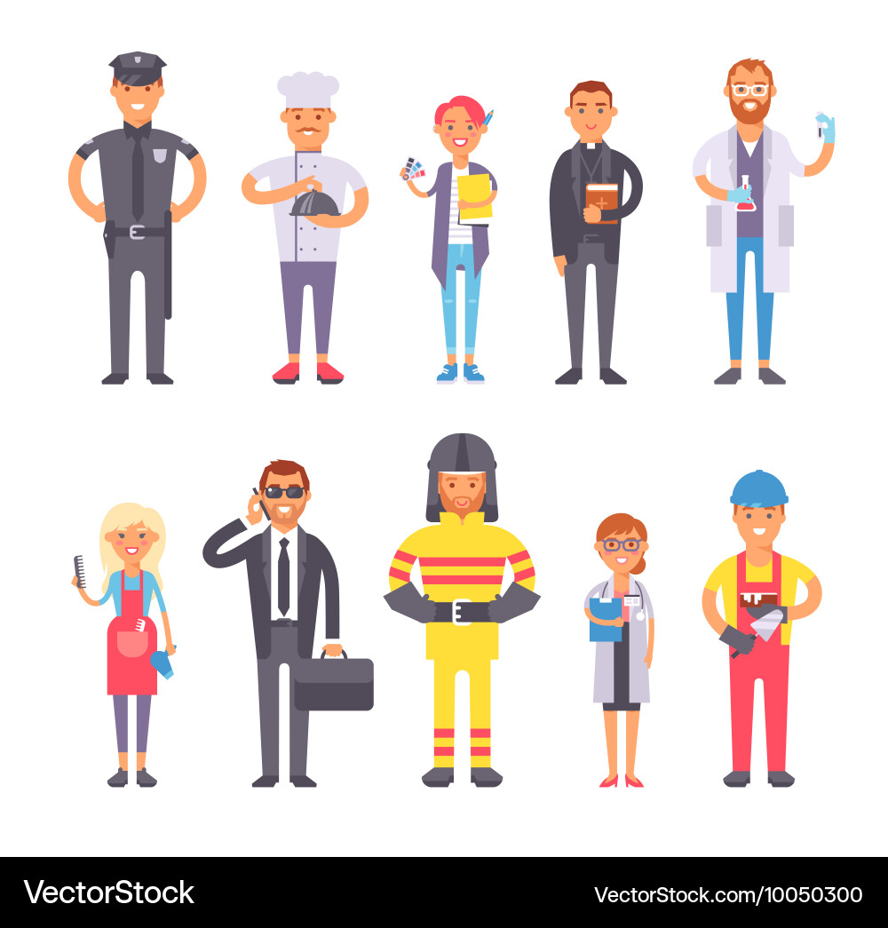 Diverse Professions Set Vector Image