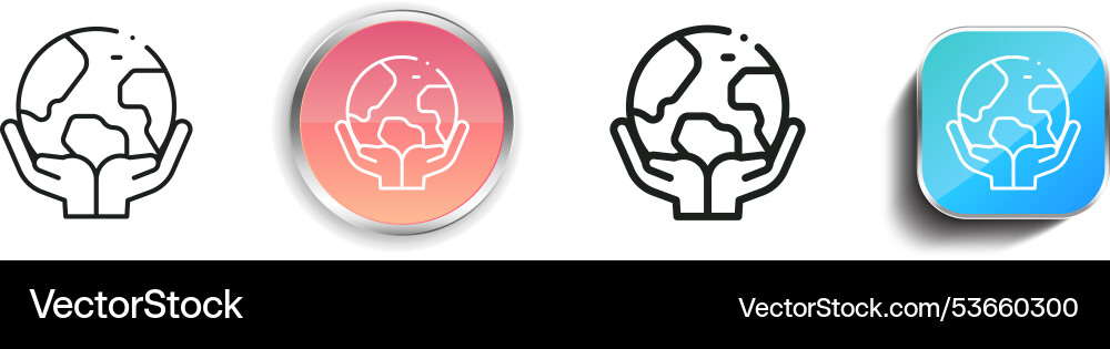 Earth icon thin linear regular and button style vector image
