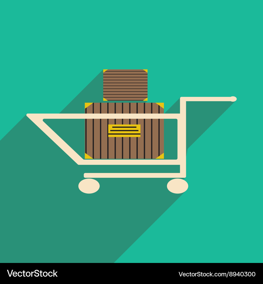 Flat with shadow icon and mobile application cart vector image