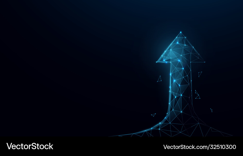 Growing graph icon from lines low poly design Growing graph icon from lines low poly design vector image