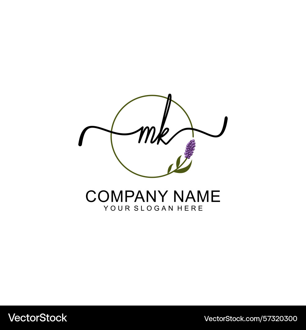 Handwritten mk initial logo with circle Handwritten mk initial logo with circle vector image