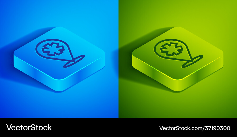 Isometric line medical map pointer with cross Isometric line medical map pointer with cross vector image