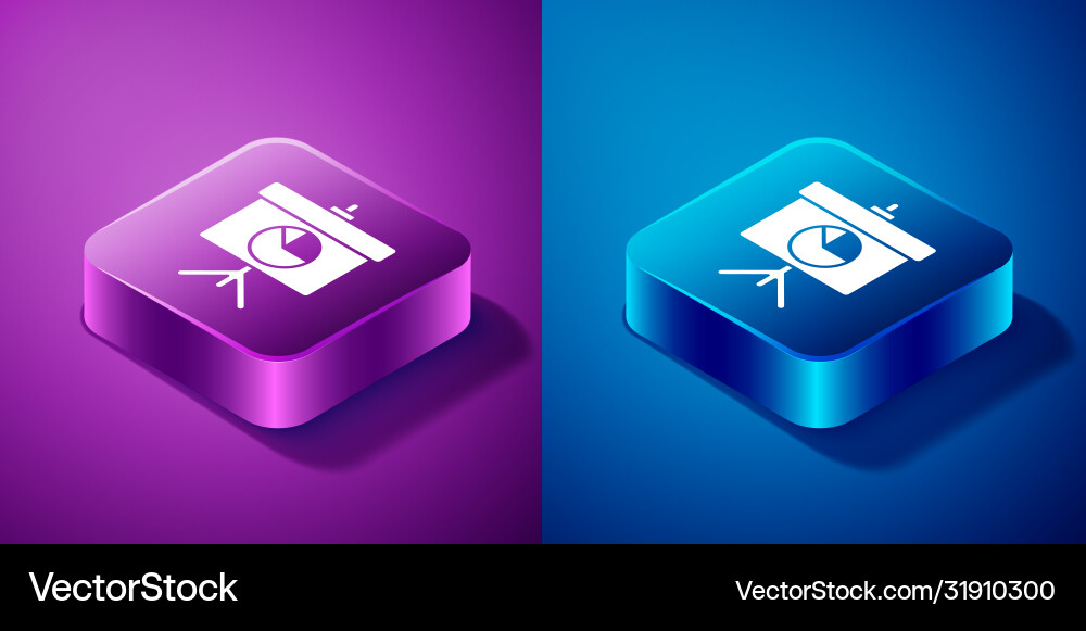 Isometric presentation board with graph schedule Isometric presentation board with graph schedule vector image