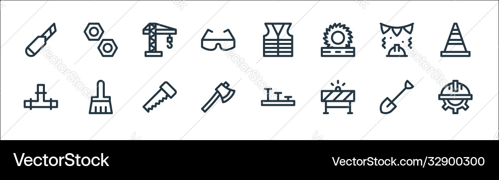 Labour day line icons linear set quality Labour day line icons linear set quality vector image
