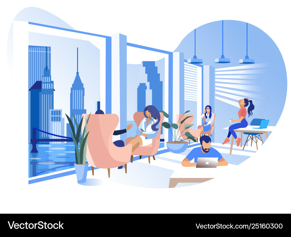 Modern coworking office working environment banner Modern coworking office working environment banner vector image