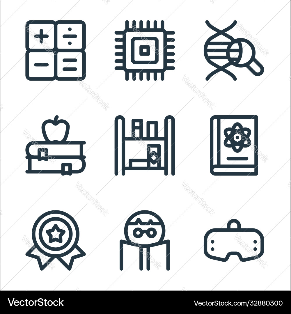 Nerd line icons linear set quality Nerd line icons linear set quality vector image