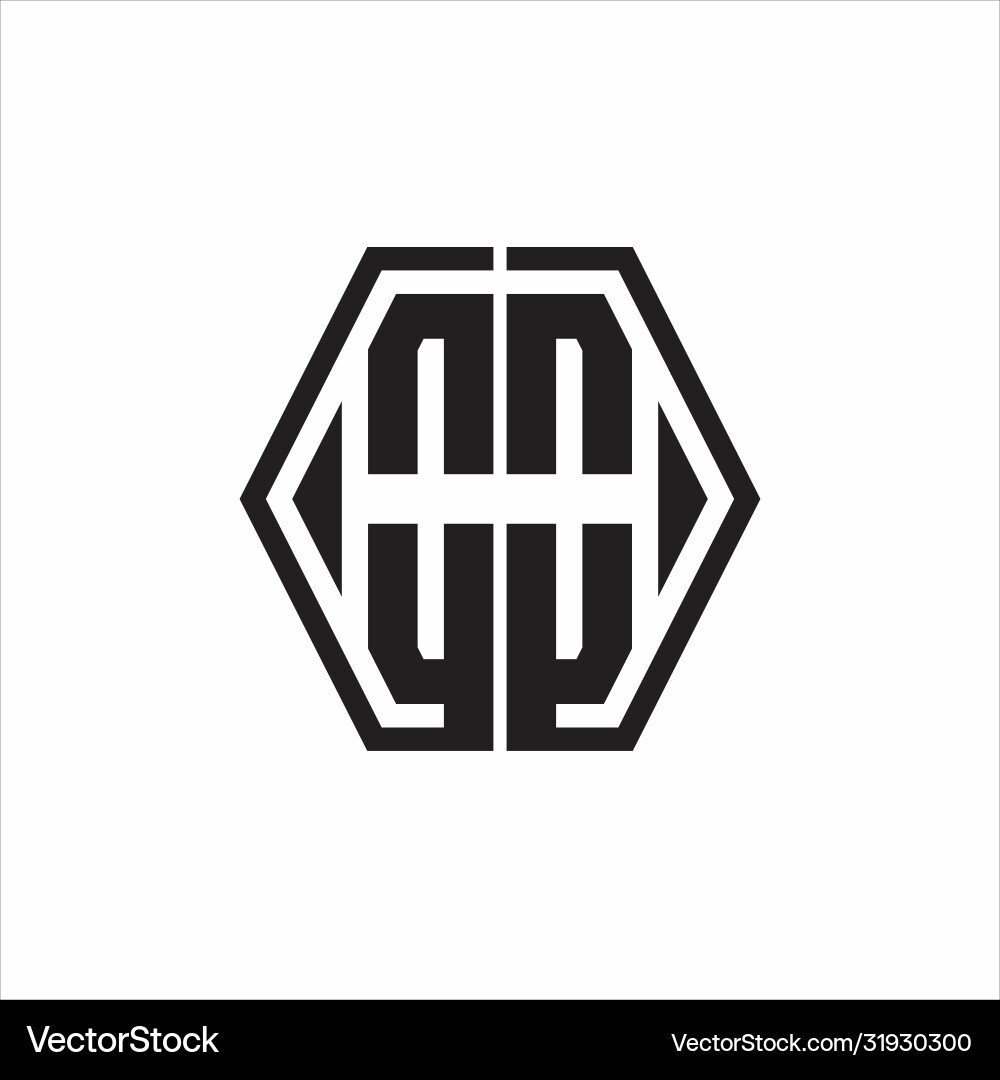 Oo logo monogram with hexagon line rounded design Oo logo monogram with hexagon line rounded design Vector Image