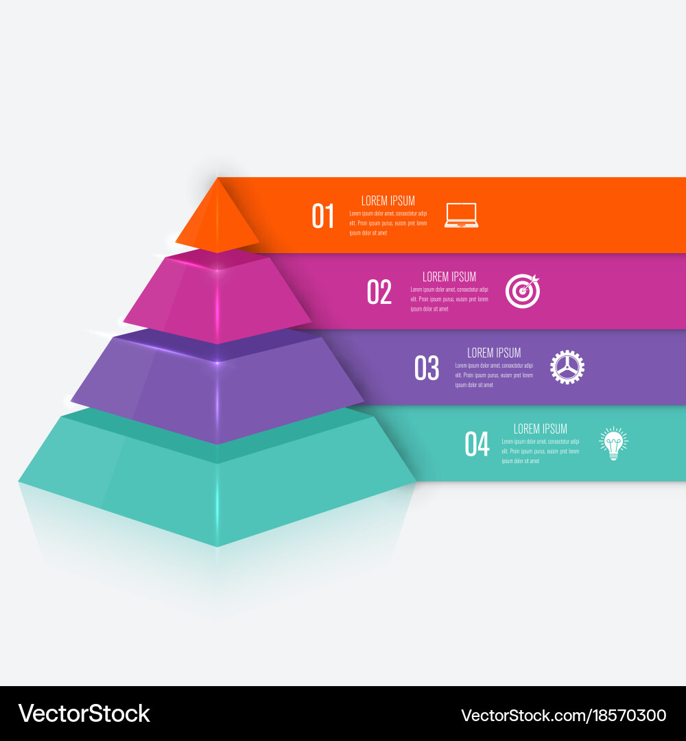 Pyramid Chart with Four Elements vector image