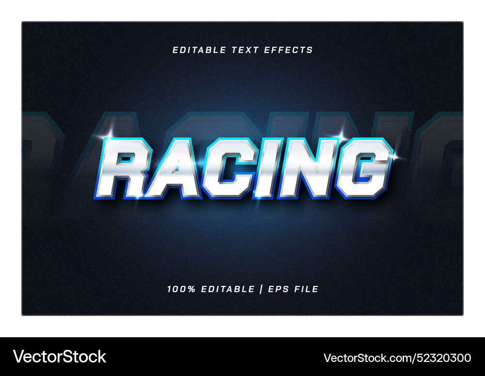 Realistic racing text effect Vector Image