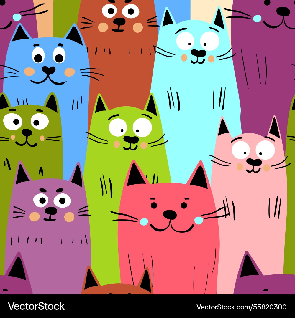 Seamless pattern with cute kitten print different Seamless pattern with cute kitten print different Vector Image