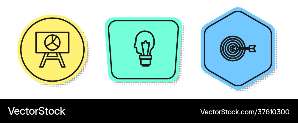 Set line board with graph chart light bulb Set line board with graph chart light bulb vector image