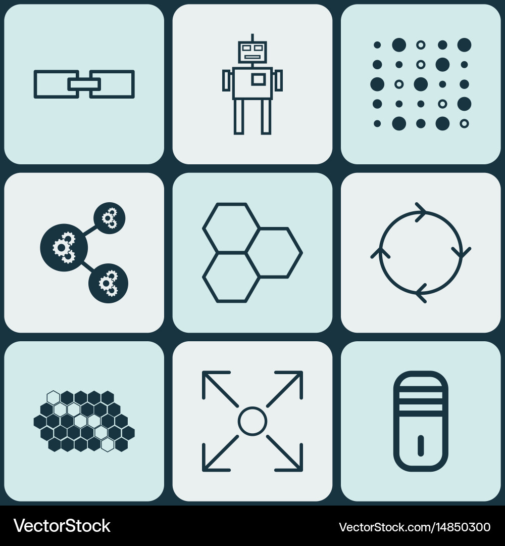 Set of 9 artificial intelligence icons includes vector image