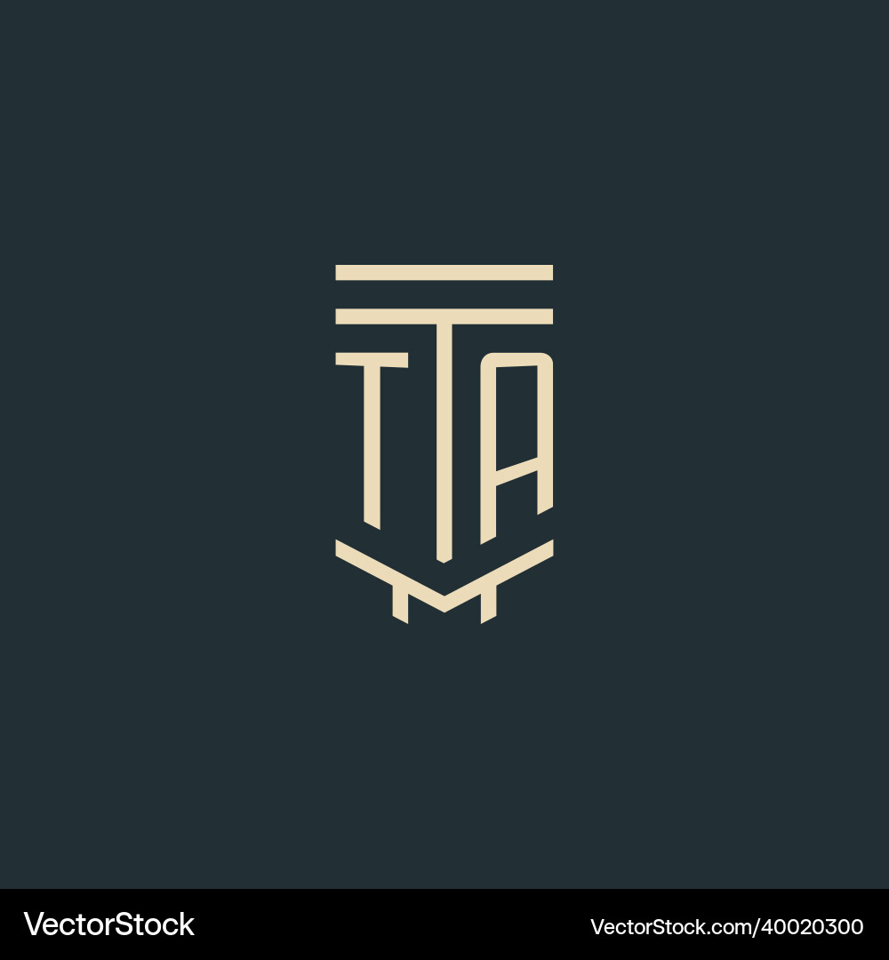 Ta initial monogram with simple line art pillar Ta initial monogram with simple line art pillar Vector Image