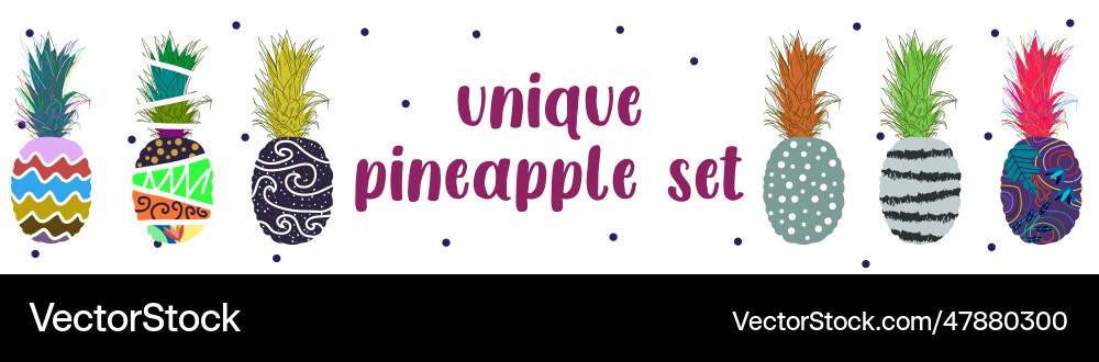 Unique abstract pineapple set for pattern Unique abstract pineapple set for pattern vector image