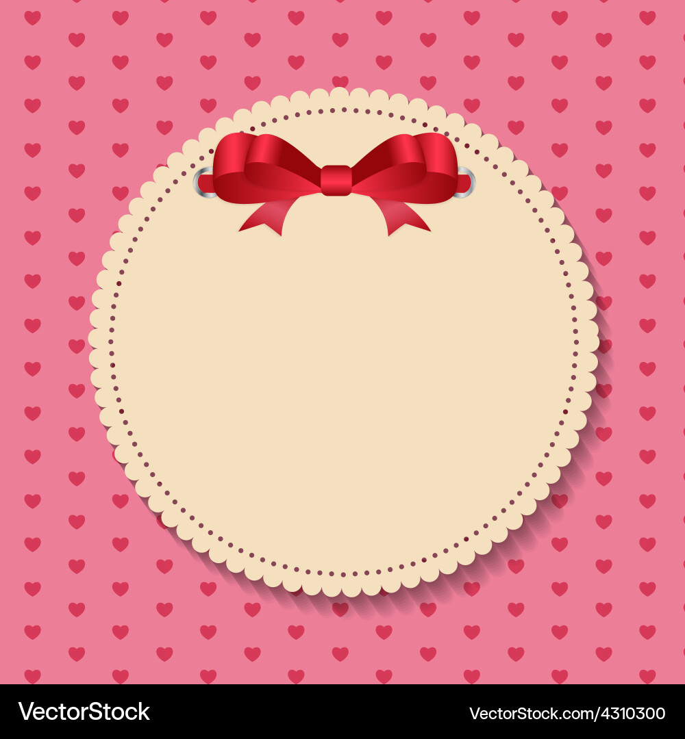 Vintage frame with bow background vector image