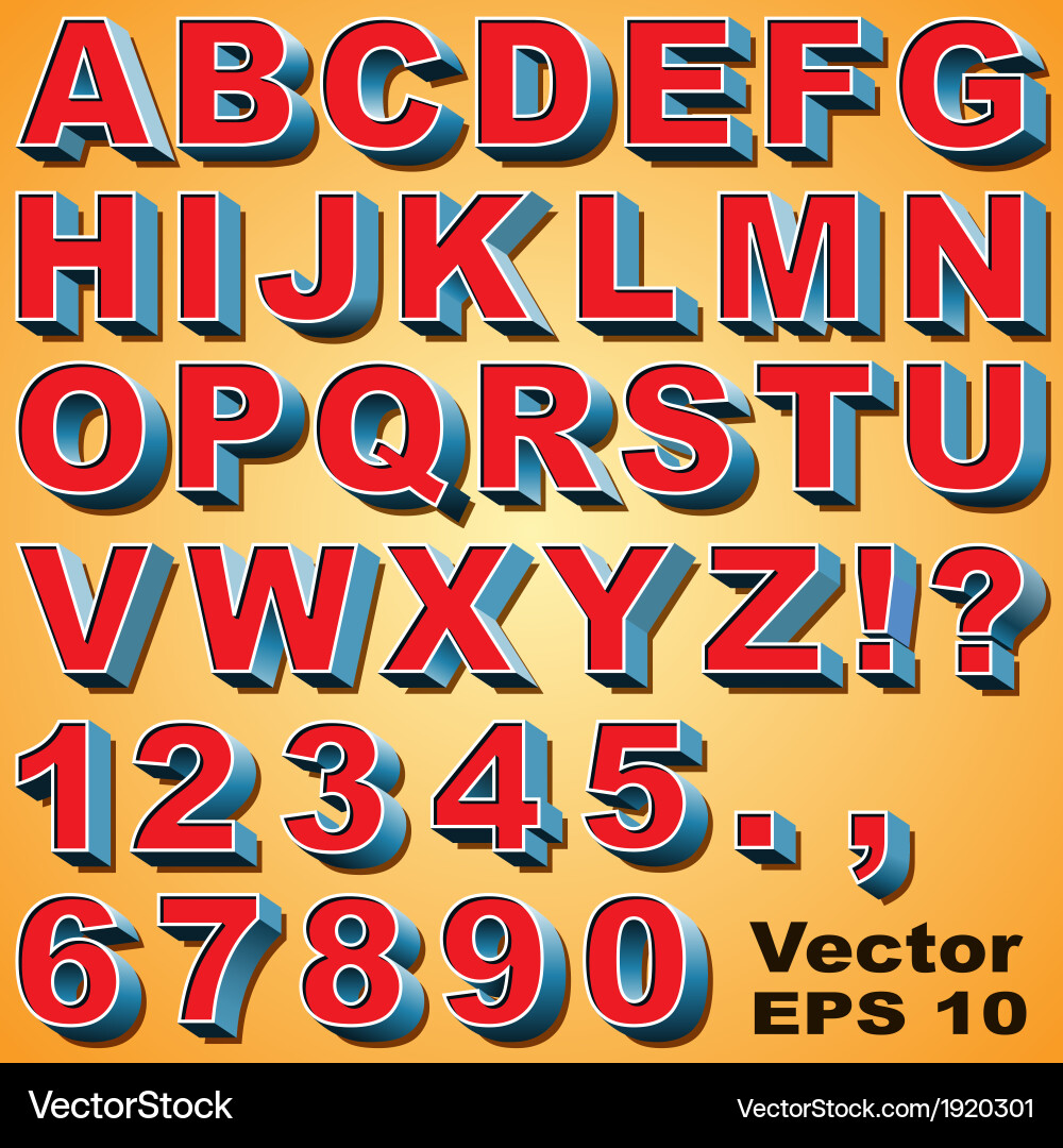 3D Block Letter Alphabet Set vector image