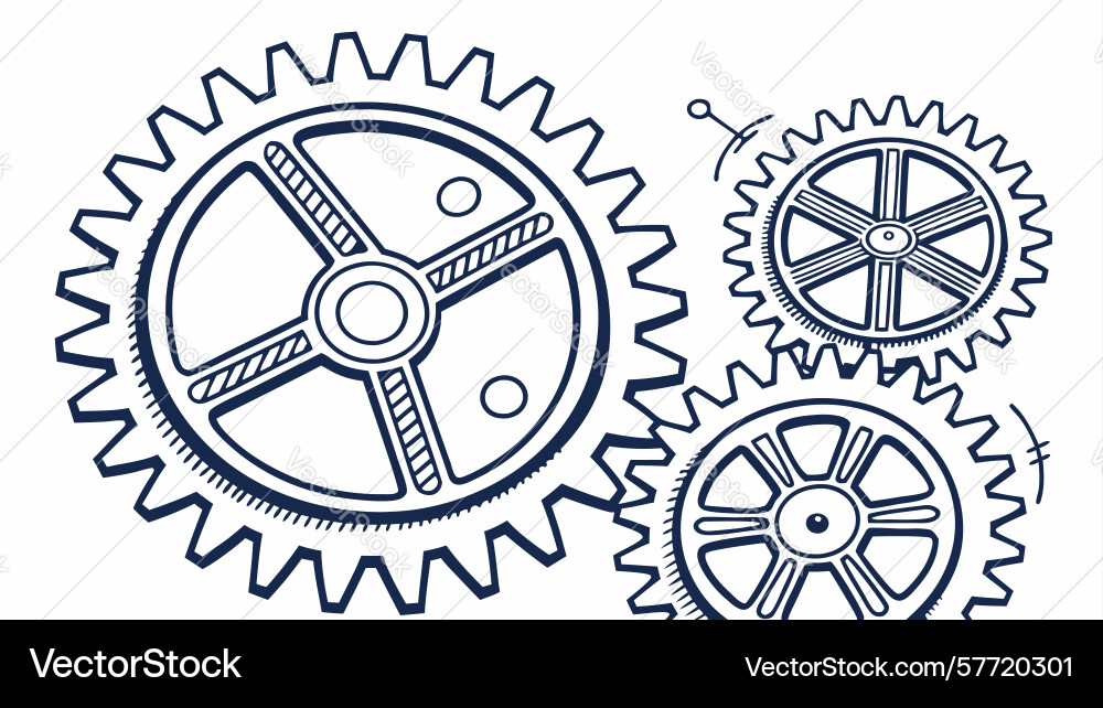 Assorted outline mechanical gears for design Vector Image