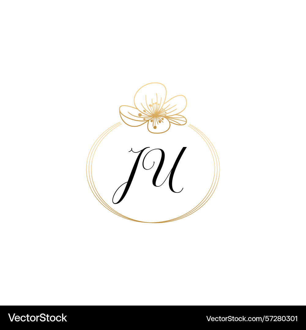 Botanical monogram logos with initial ju Vector Image