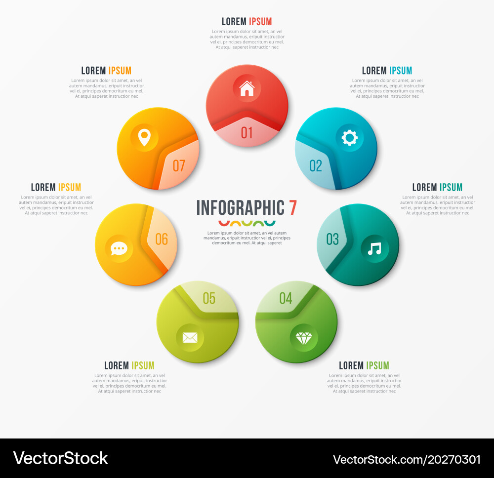Circle chart template with 7 options vector image