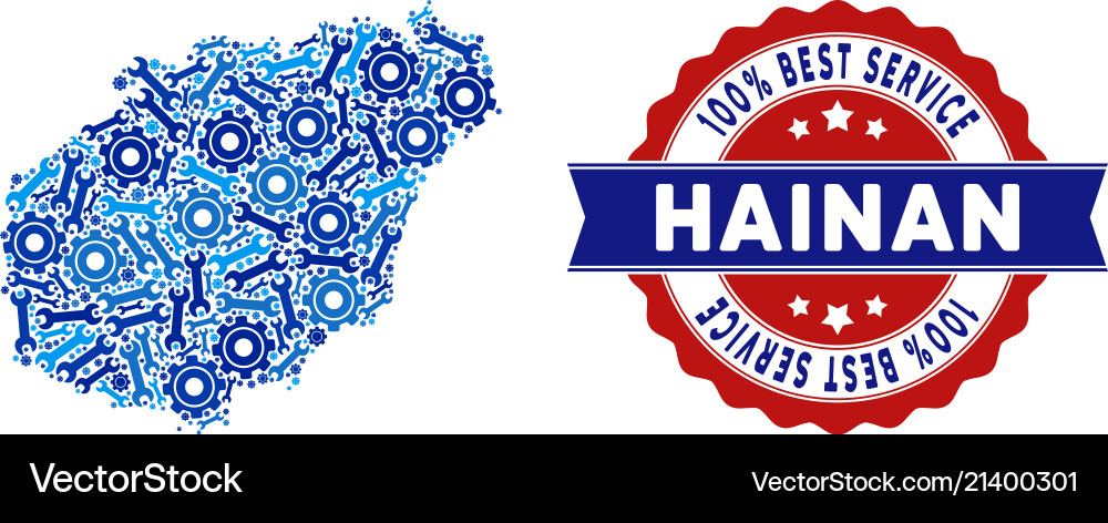 Composition hainan island map of repair tools Vector Image