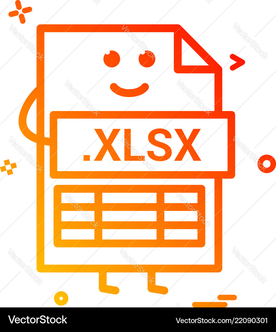 Computer xlsx file format type icon design Computer xlsx file format type icon design Vector Image
