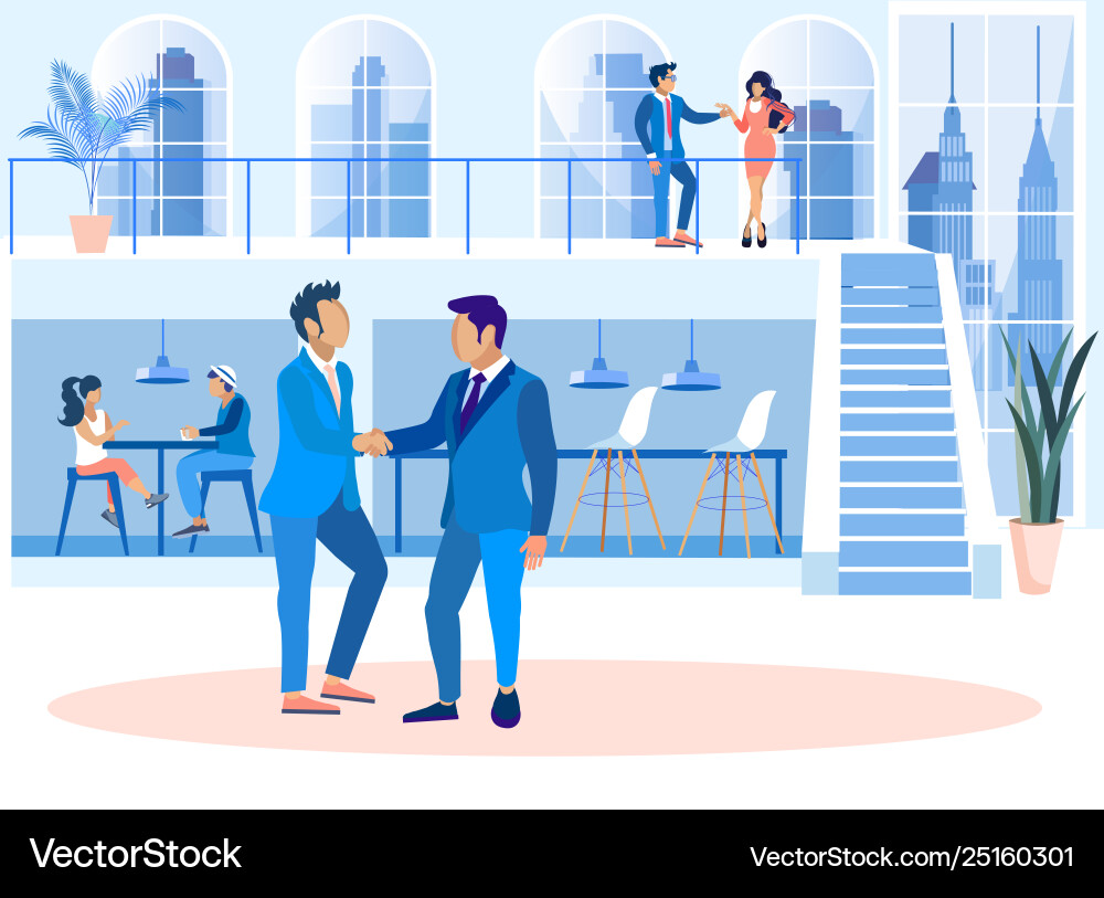 Creative coworking office cartoon flat banner Creative coworking office cartoon flat banner vector image