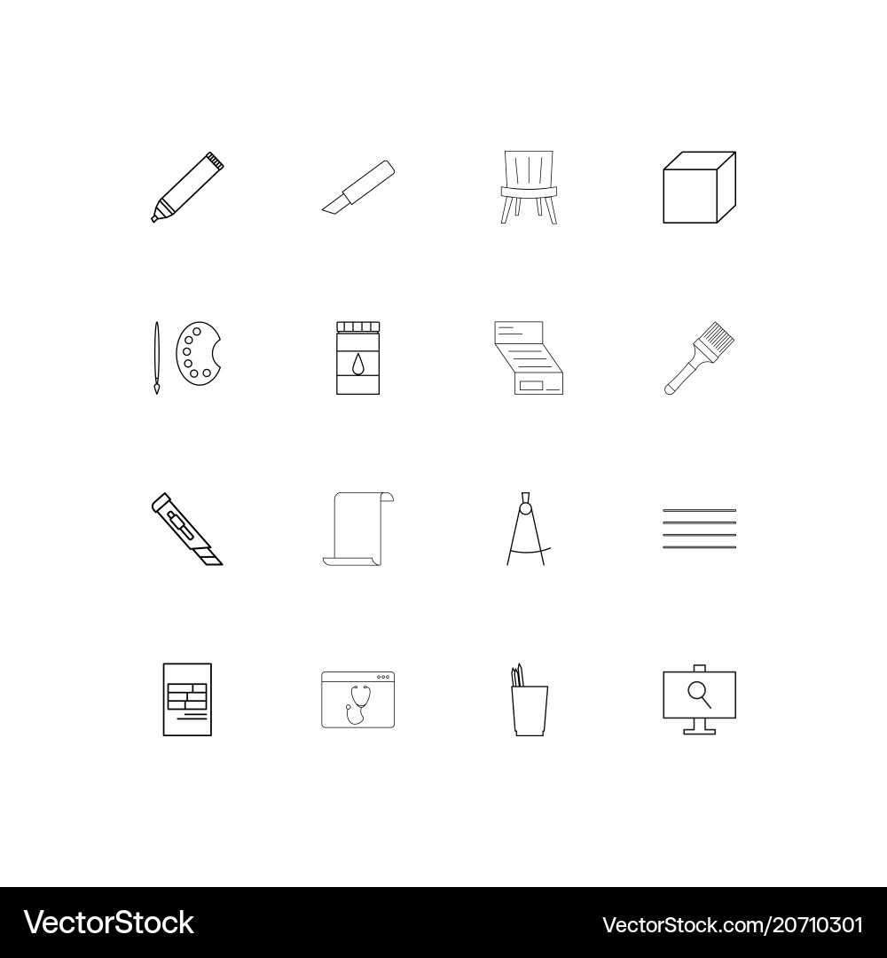 Creative process and design simple linear icons vector image