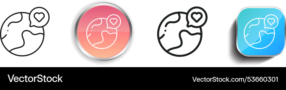 Earth day icon thin linear regular and button Earth day icon thin linear regular and button vector image