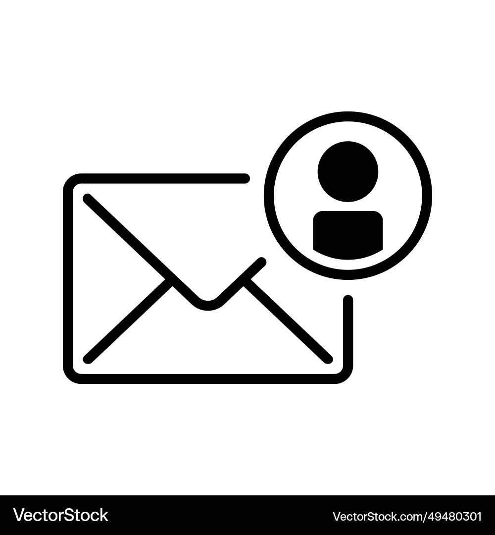 Email icon with account symbol in line style Email icon with account symbol in line style vector image